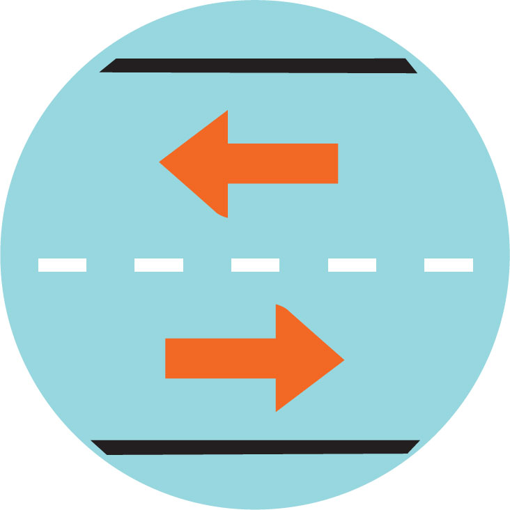 Ride With the Flow: Illustration of arrows on road.
