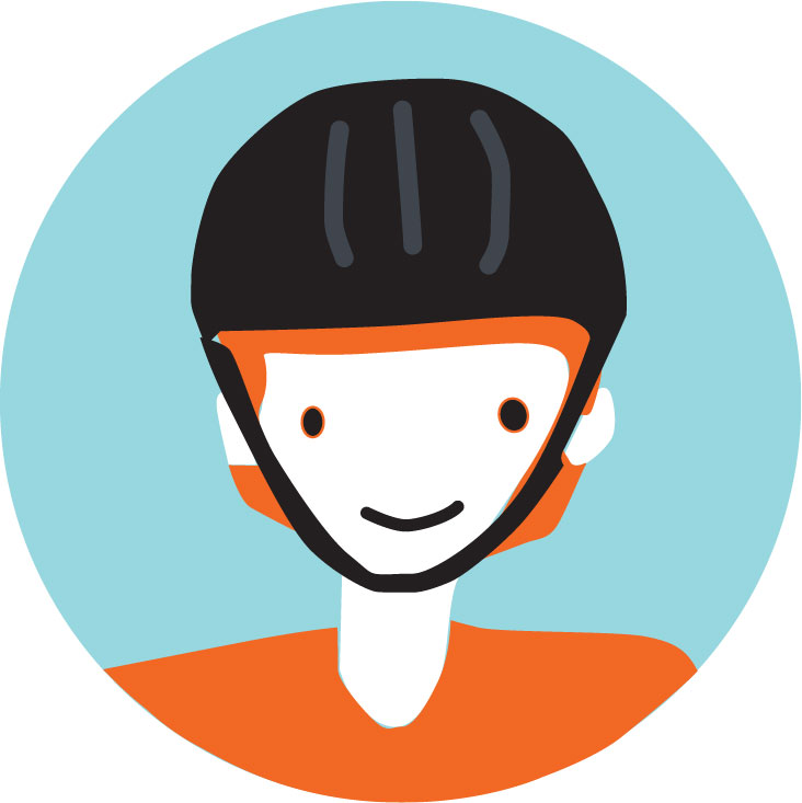 Wear a Helmet: Illustration of a biker wearing a helmet.