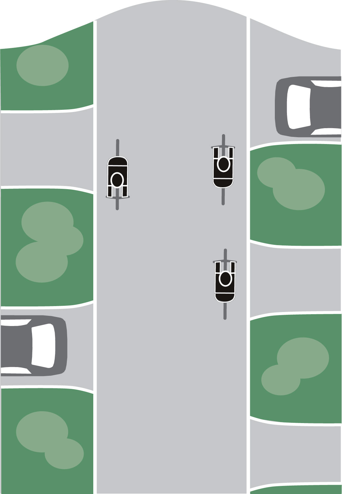 Neighborhood Streets: Illustration of bikes on bike on a sharrow.