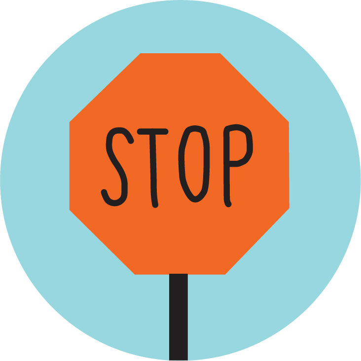 RFollow the Rules of the Road: Illustration of a stop sign.