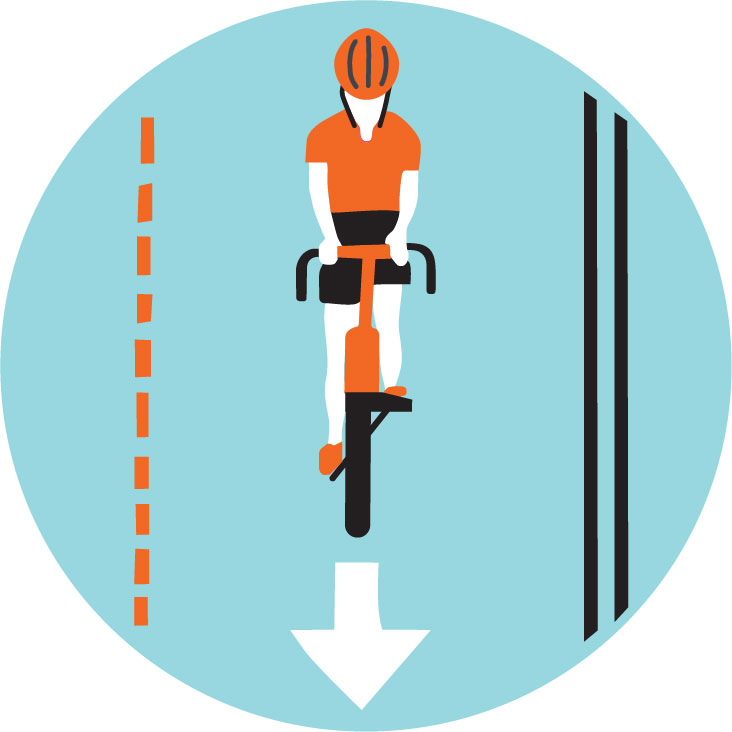 Take the Lane: Illustration of a biker in a lane.